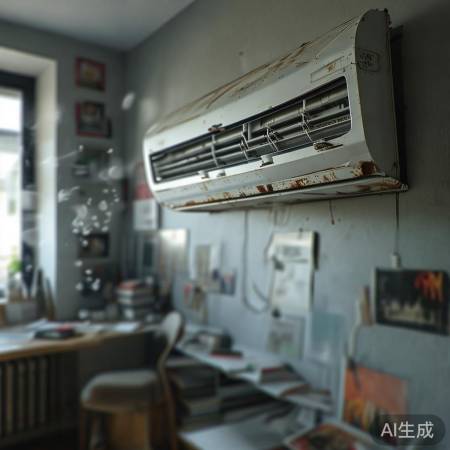 空调板老化易脱落，需及时更换。