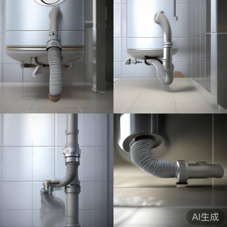 热水器底部排水口，接倾斜排水管