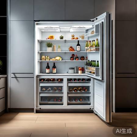 内嵌冰箱容量大,分区合理,满足