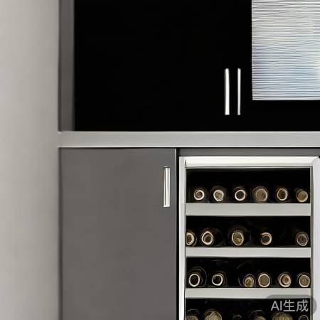 现代简约红酒柜，黑金属拉手，格