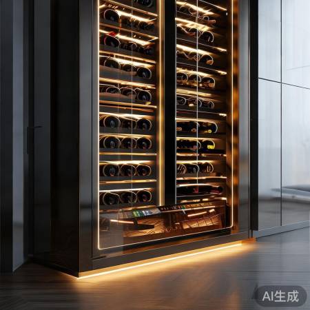 简约红酒柜，LED灯带，触摸控