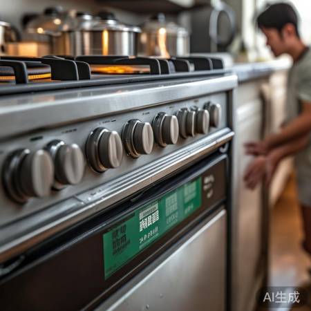 查燃气灶功率，看铭牌数值。