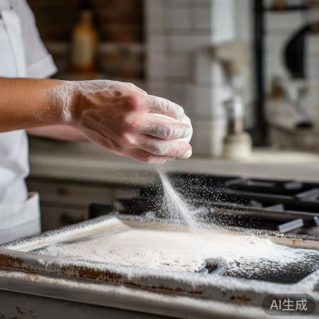 均匀撒泡打粉，油烟机清洁彻底