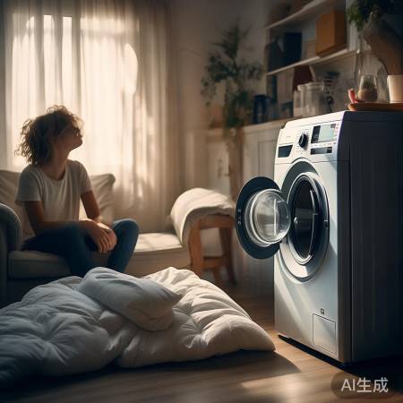 洗衣机洗被，梦与家务习惯有关。