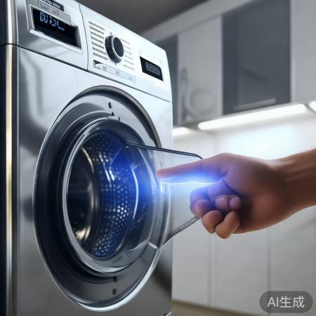 开启洗衣机门，设置定时器时间