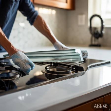 清洁灶台，卫生安装玻璃挡板