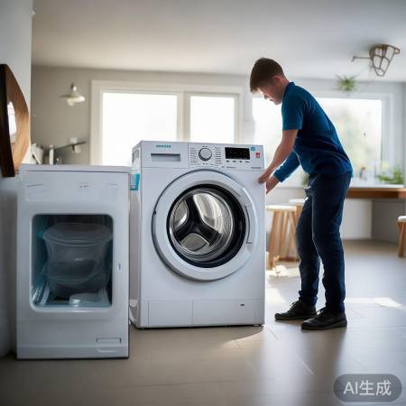 洗衣机到货，检查配件，近水源，