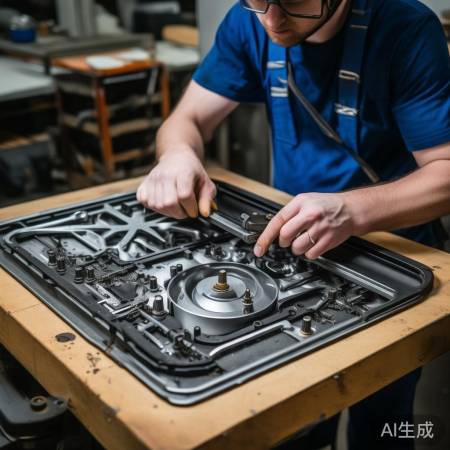 燃气灶内部拆解，按序摆放螺丝部