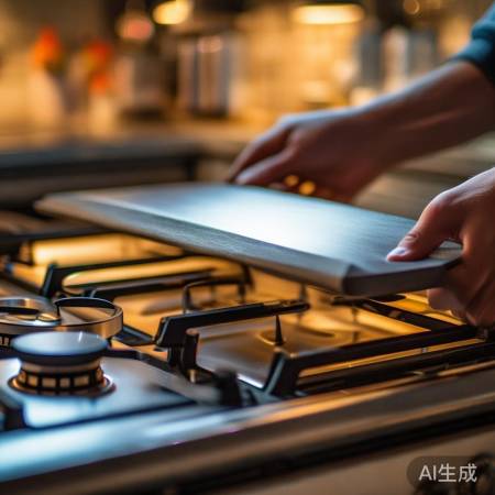 掀开灶台面板，简单易行。