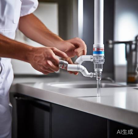 “水管连接,注意接口密封。”