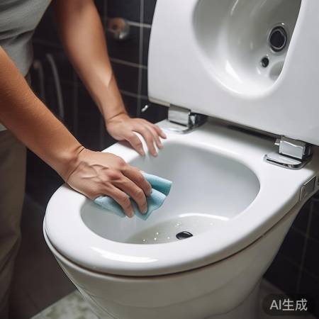 “马桶冲后布擦拭，水垢少积累。