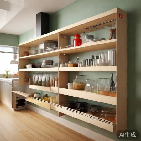 厨房巧用空间，壁挂储物柜提升整