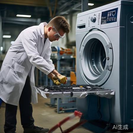 拆卸洗衣机底盖，拆解底部部件