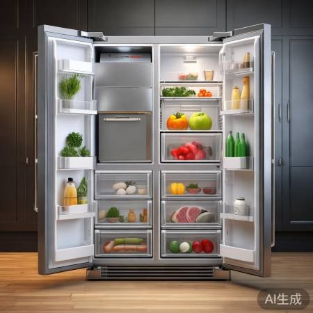 “570升大容量冰箱，家庭食材