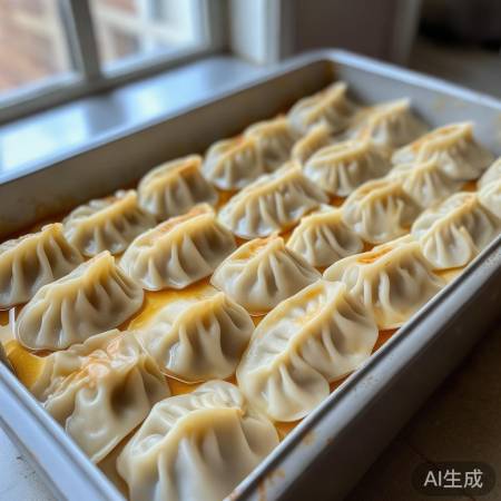 饺子冷冻勿超月，口感佳。