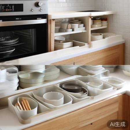 厨房收纳，整齐有序，空间省心。