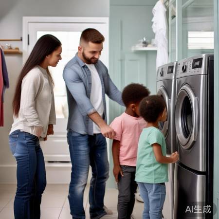 洗衣机操作谨防意外，勿伸手入内