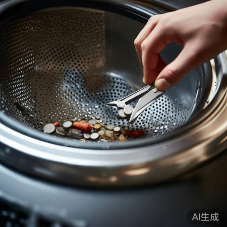 洗衣机异物处理，谨慎操作！
