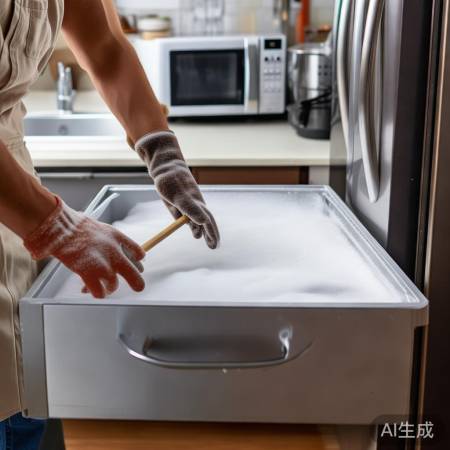 冰箱清理，注意安全防触电烫伤。