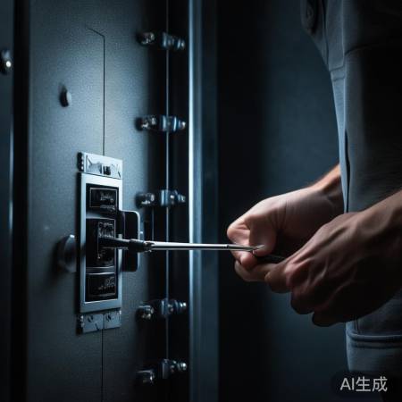 打开保险柜，拧下底侧开关螺丝