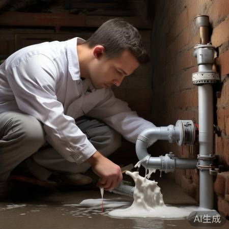 涂抹密封胶，防止水管漏水