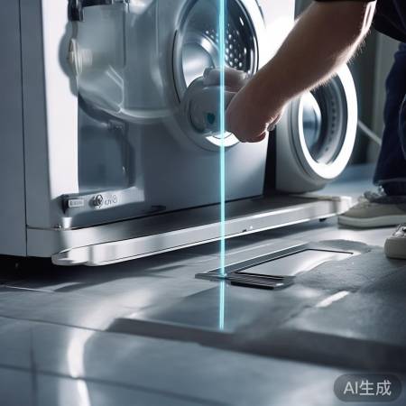 地漏安装：洗衣机下，水平仪测位