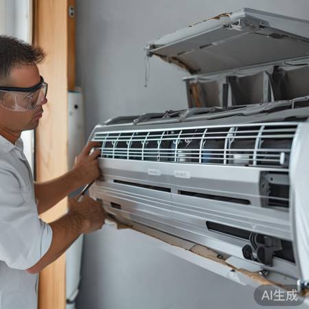 安装空调，紧固螺丝勿过度。