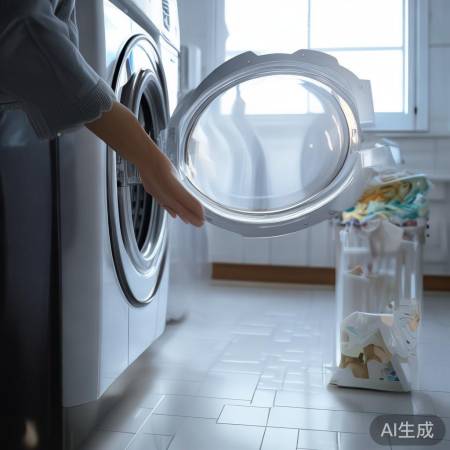 洗衣机勿放易堵物，如袜子内衣。