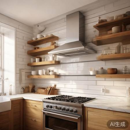 厨房小空间，架子增油烟机吸力。