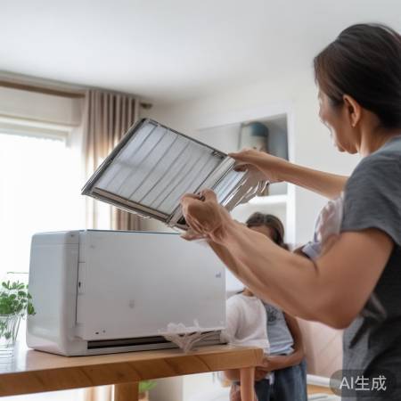 空调滤网每月清，省电又凉爽。