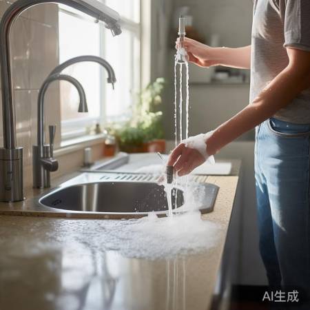 关闭水阀，拔水管，热水清洗除污