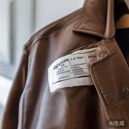 皮衣标签提示洗涤方式,勿误入洗