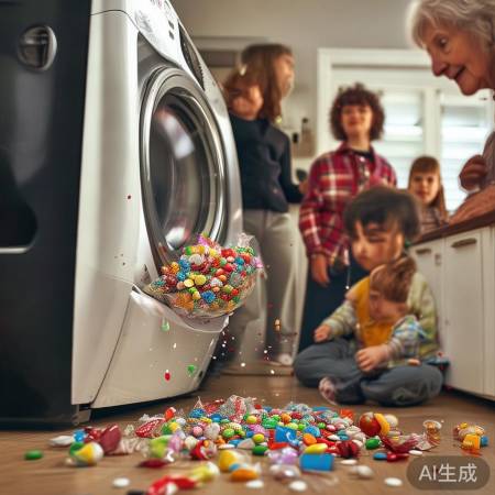 洗衣机糖果卡住，速停机，按步骤