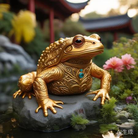 金蟾寓意吉祥，招财进宝。