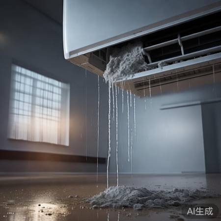 空调冷凝水管堵塞，排水不畅。