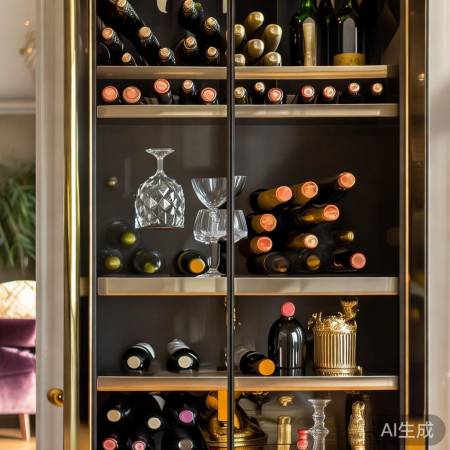 红酒柜架饰品摆放技巧。