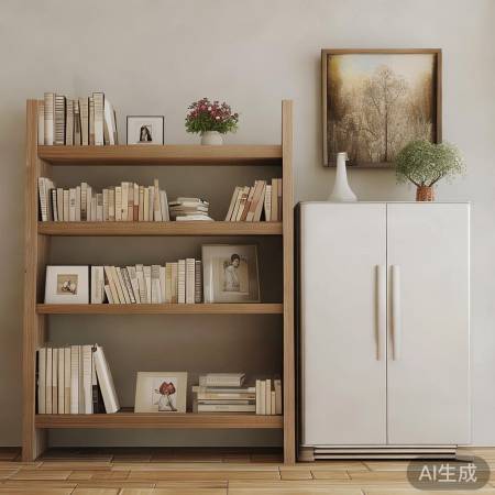 书柜冰箱巧搭配，装饰点缀生活美