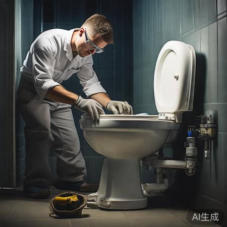 断开马桶水管，确保安全