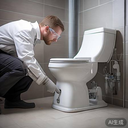 安装新马桶，拧紧螺丝，连接管道