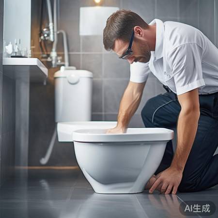 安装马桶,注意平整与接口
