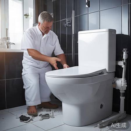 安装智能马桶,师傅量尺寸